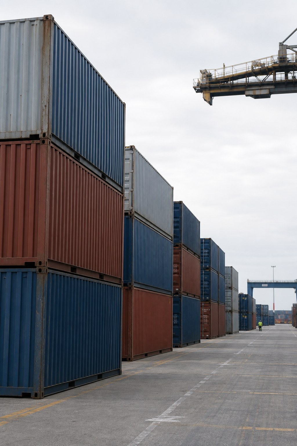 Stacked shipping containers at a China container terminal