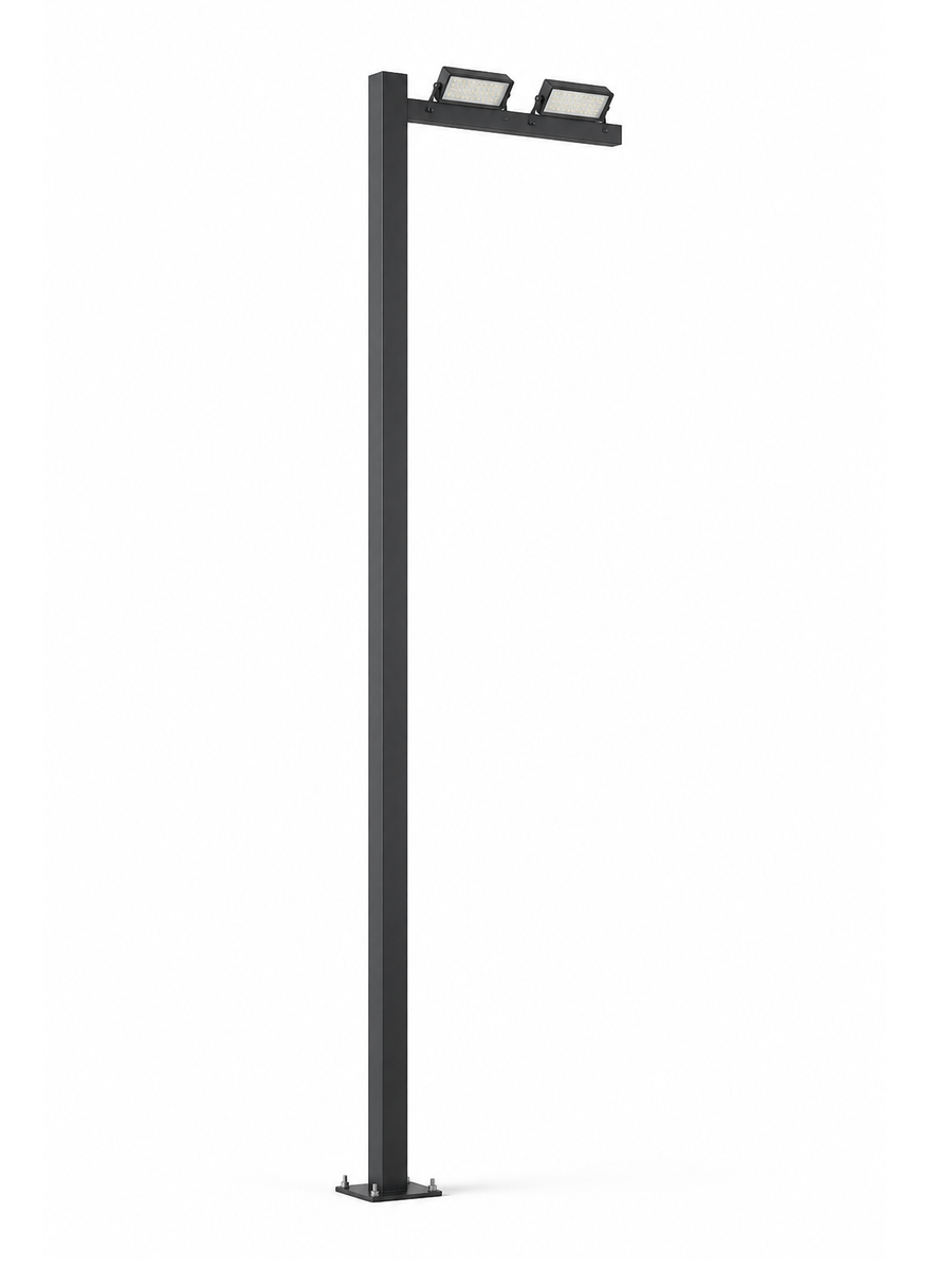 Crossbar Floodlight Pole with 4 Floodlights