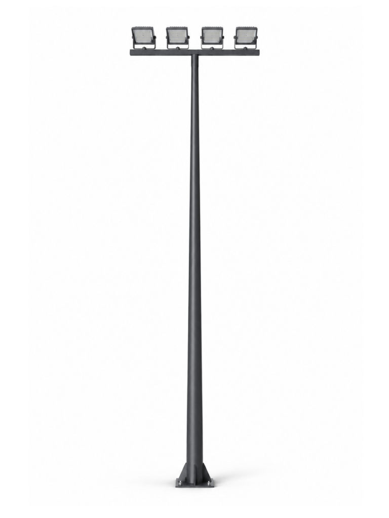 Crossbar Floodlight Pole with 2 Floodlights