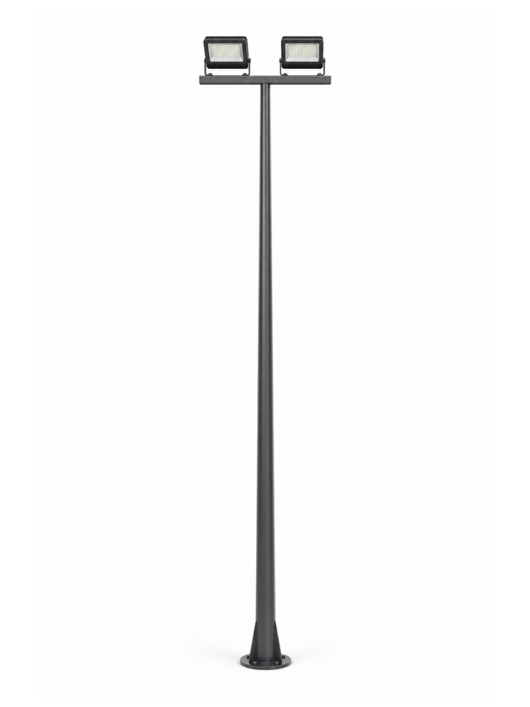 Crossbar Floodlight Pole with 3 Floodlights