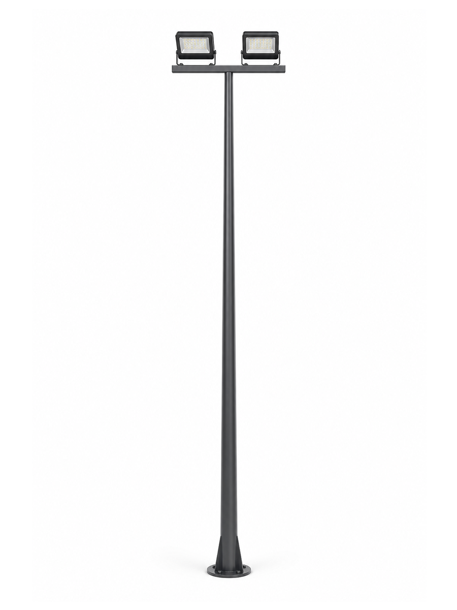Crossbar Floodlight Pole with 3 Floodlights