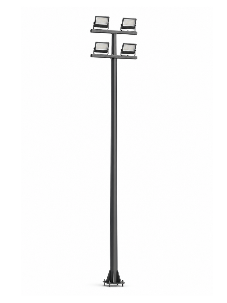 Single Side Cantilever Floodlight Pole with 2 Floodlights