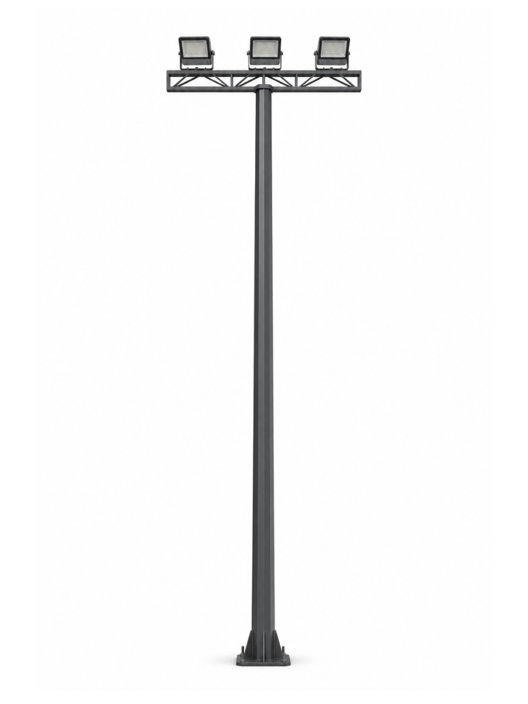 Truss Bracket Floodlight Pole with 3 Floodlights