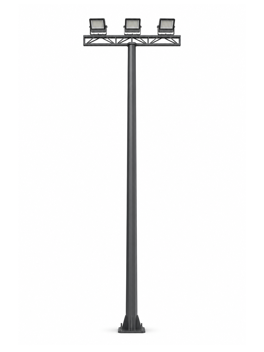 Truss Bracket Floodlight Pole with 3 Floodlights