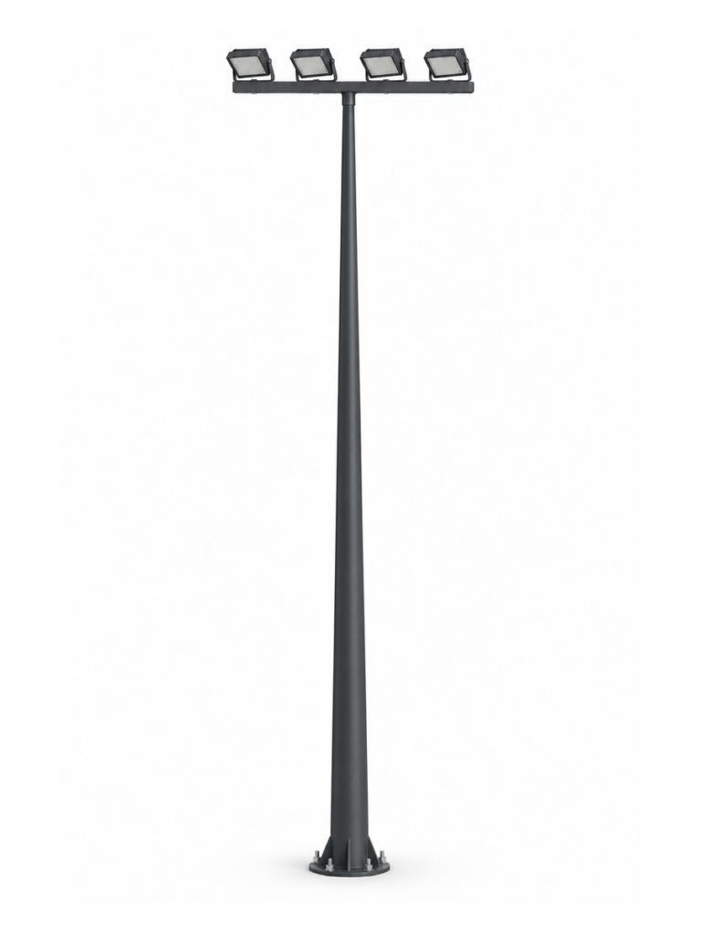 Dual Wing Crossbar Floodlight Pole with 4 Floodlights