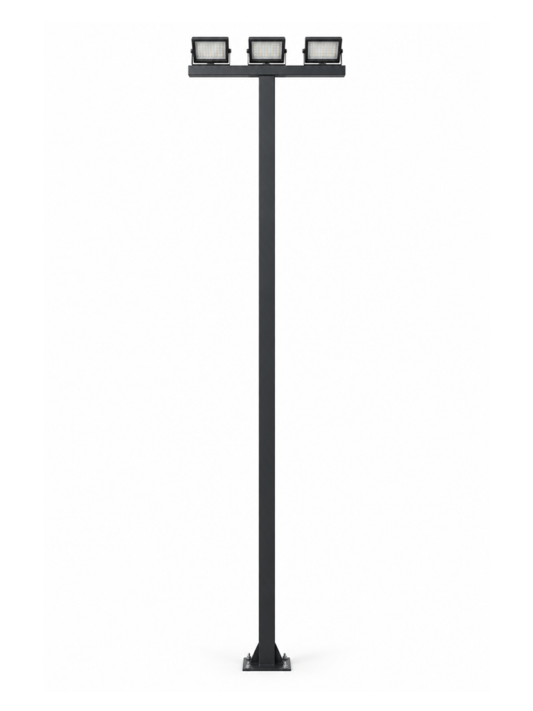 Double Layer Grid Floodlight Pole with 4 Floodlights