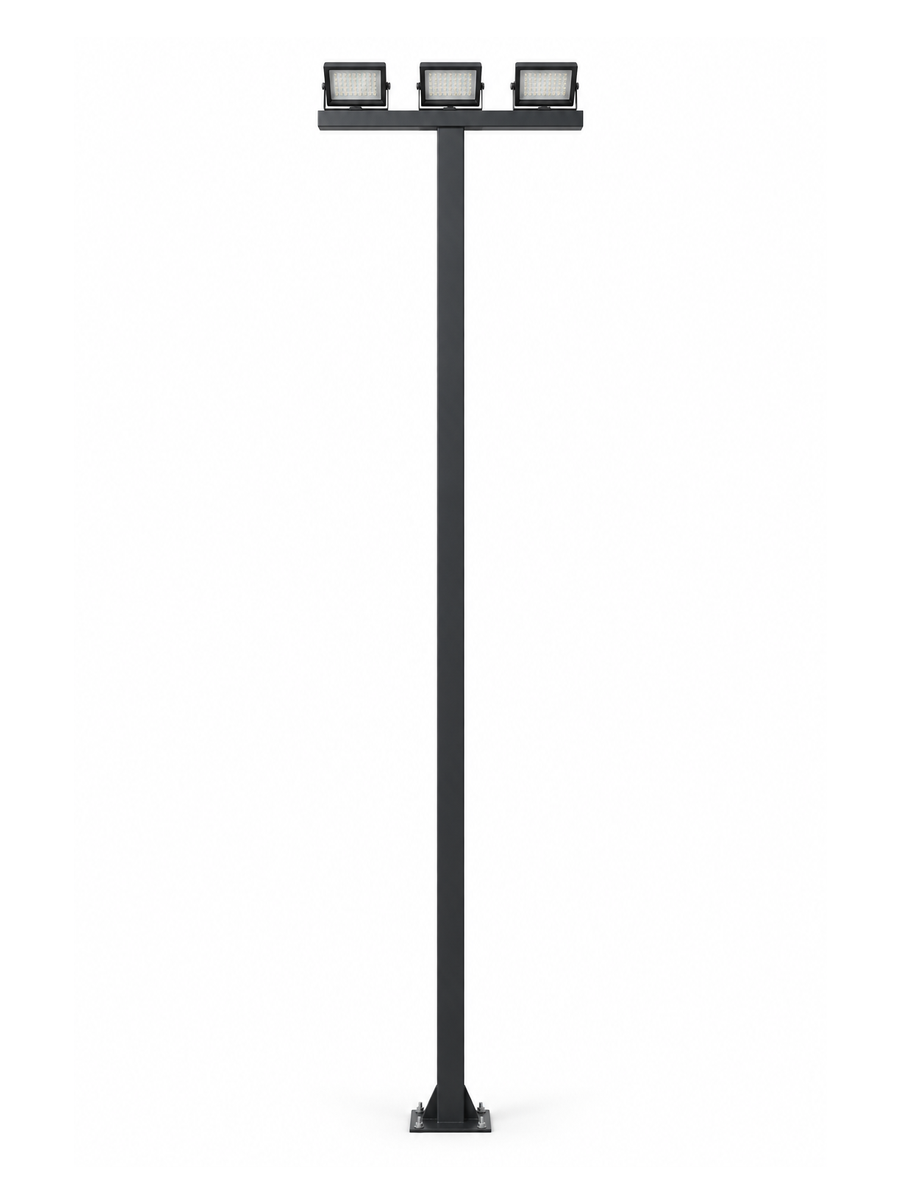 Double Layer Grid Floodlight Pole with 4 Floodlights