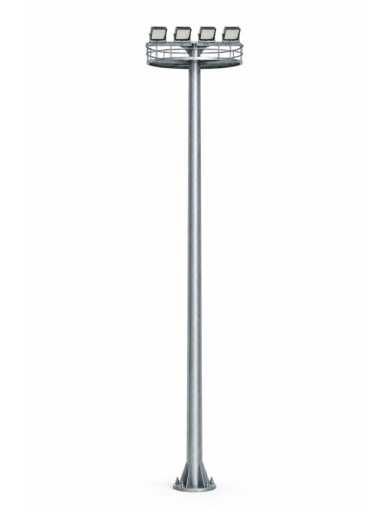 Wide Span Crossbar Floodlight Pole with 4 Floodlights