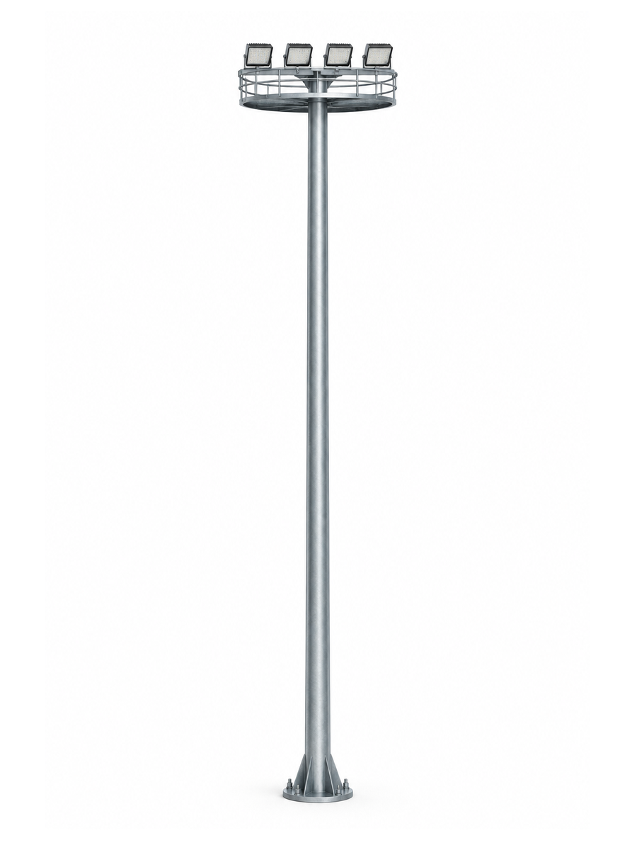 Wide Span Crossbar Floodlight Pole with 4 Floodlights