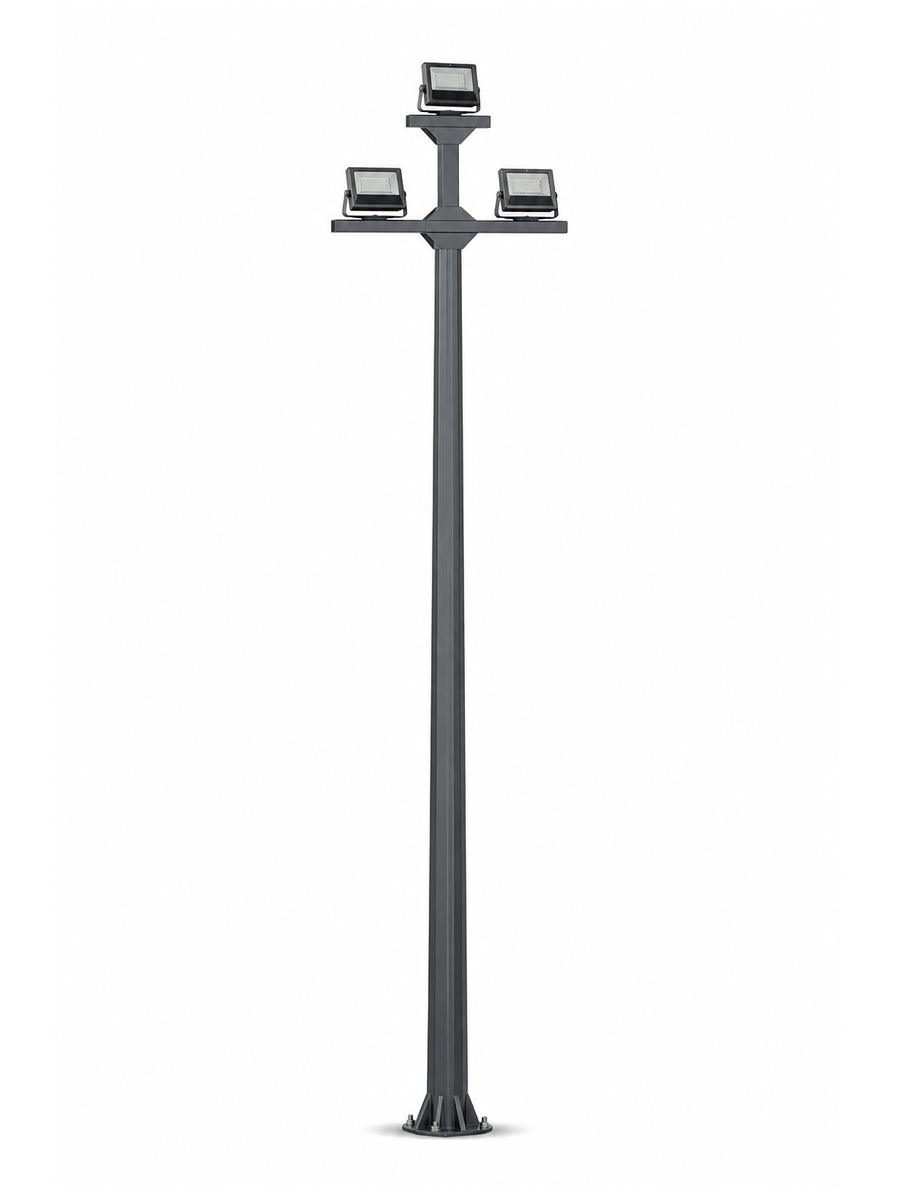 Tubular Mast Platform Floodlight Pole with 4 Floodlights
