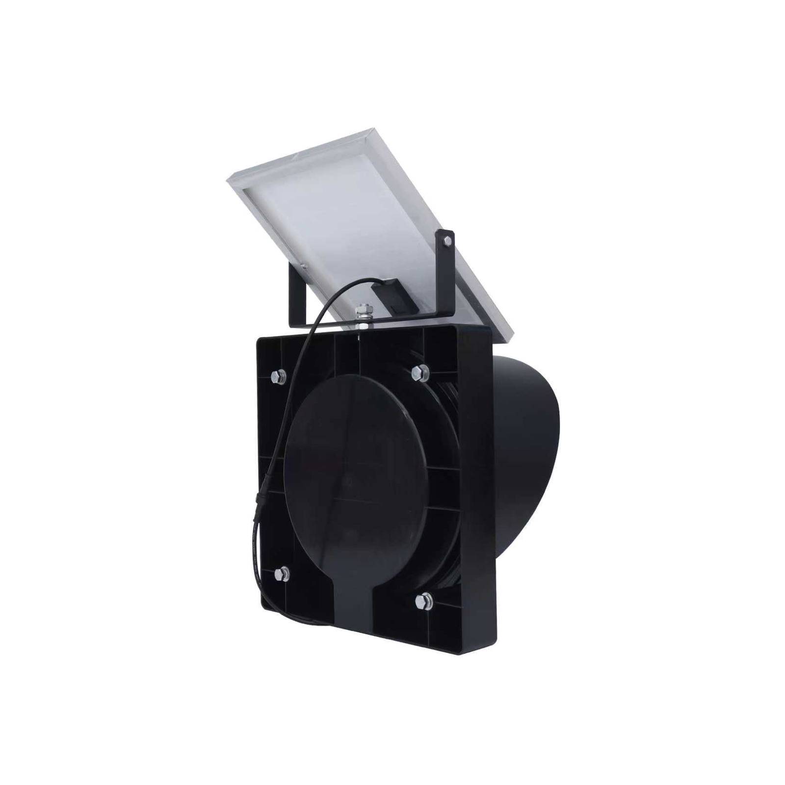HC-TS-04 solar powered yellow flashing warning light with sheet-metal housing and monocrystalline solar panel, white background product photo
