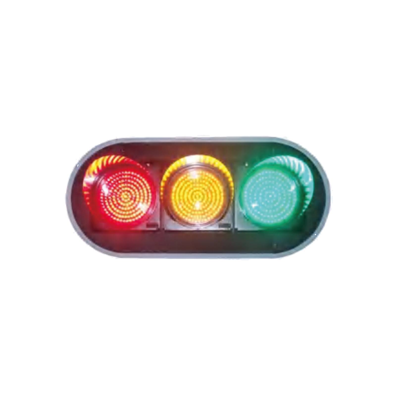 HC-TS-05 three-aspect vehicle traffic signal head with red, amber and green lenses, white background product photo