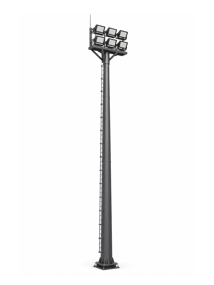Ring Crown Ladder Access High Mast Light with 4 Floodlights