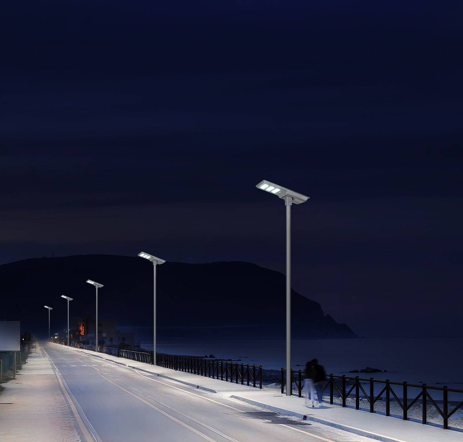 ZC-LD all-in-one solar lights along an estate road