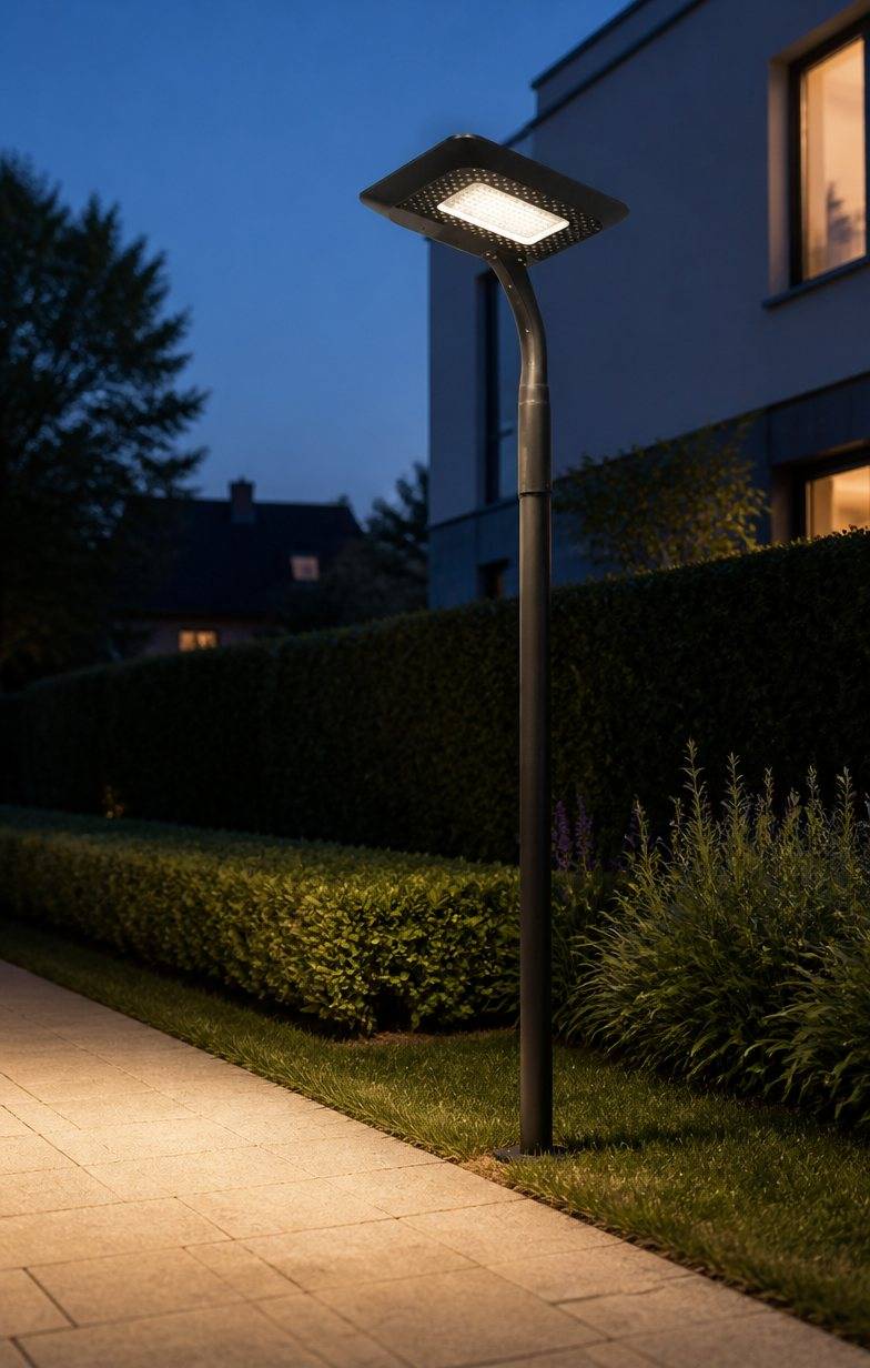 ZC-TYD4208 solar garden light beside a garden path at dusk