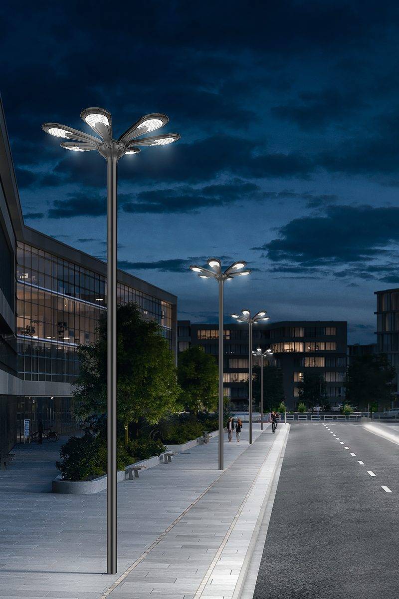 ZC-TYD5105 solar garden lights along a street at night